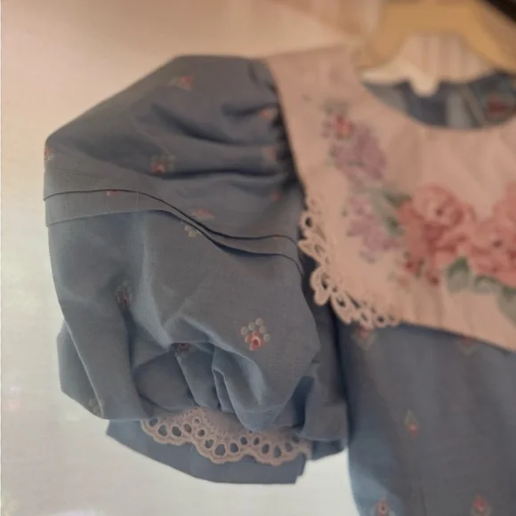 VINTAGE DAISY KINGDOM Girls Dress Size 8 Roses Lilacs Tea Length Factory Made